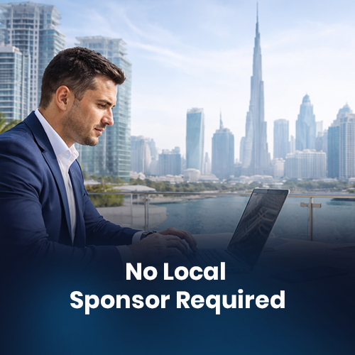 Graphic showing no local sponsor requirement for the UAE Golden Visa..